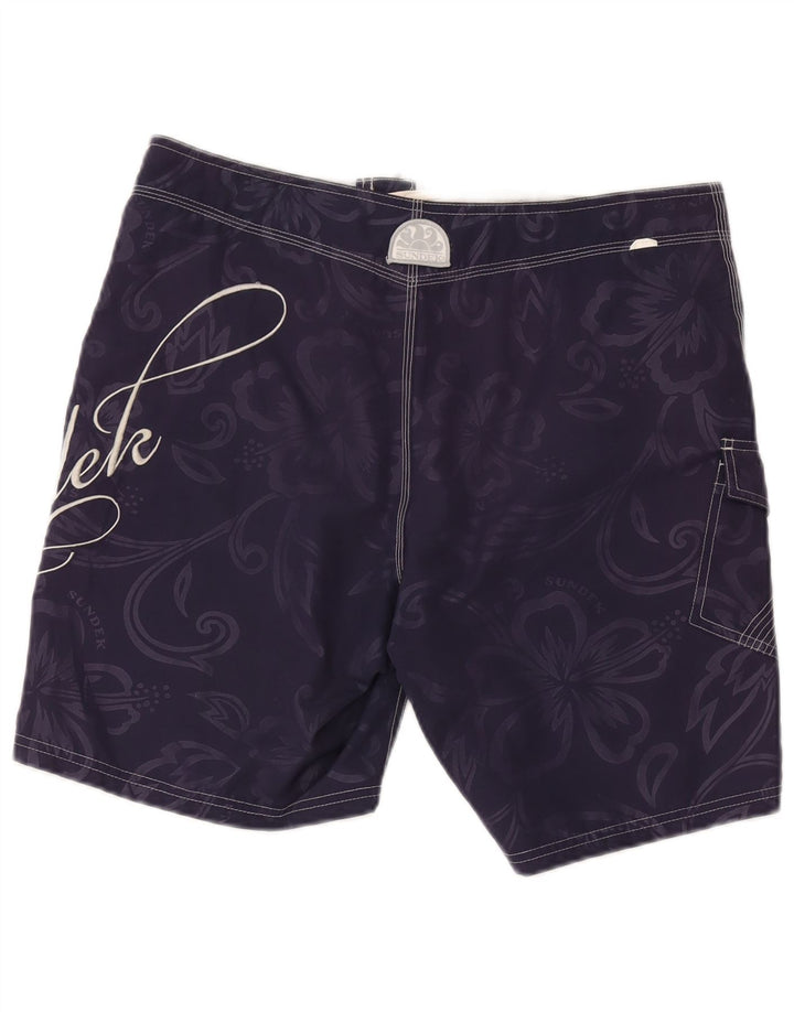Sundek Mens Graphic Swimming Shorts Medium Navy Blue Floral Polyester