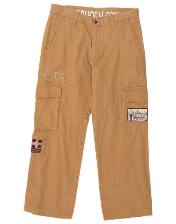 Diadora Mens Graphic Straight Cargo Trousers IT 48 Medium W30 L26 Beige