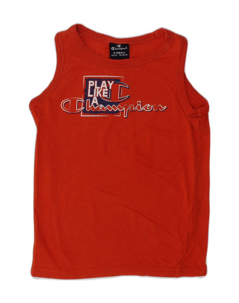 CHAMPION Boys Graphic Vest Top 5-6 Years XS Red Cotton | Vintage Champion | Thrift | Second-Hand Champion | Used Clothing | Messina Hembry 