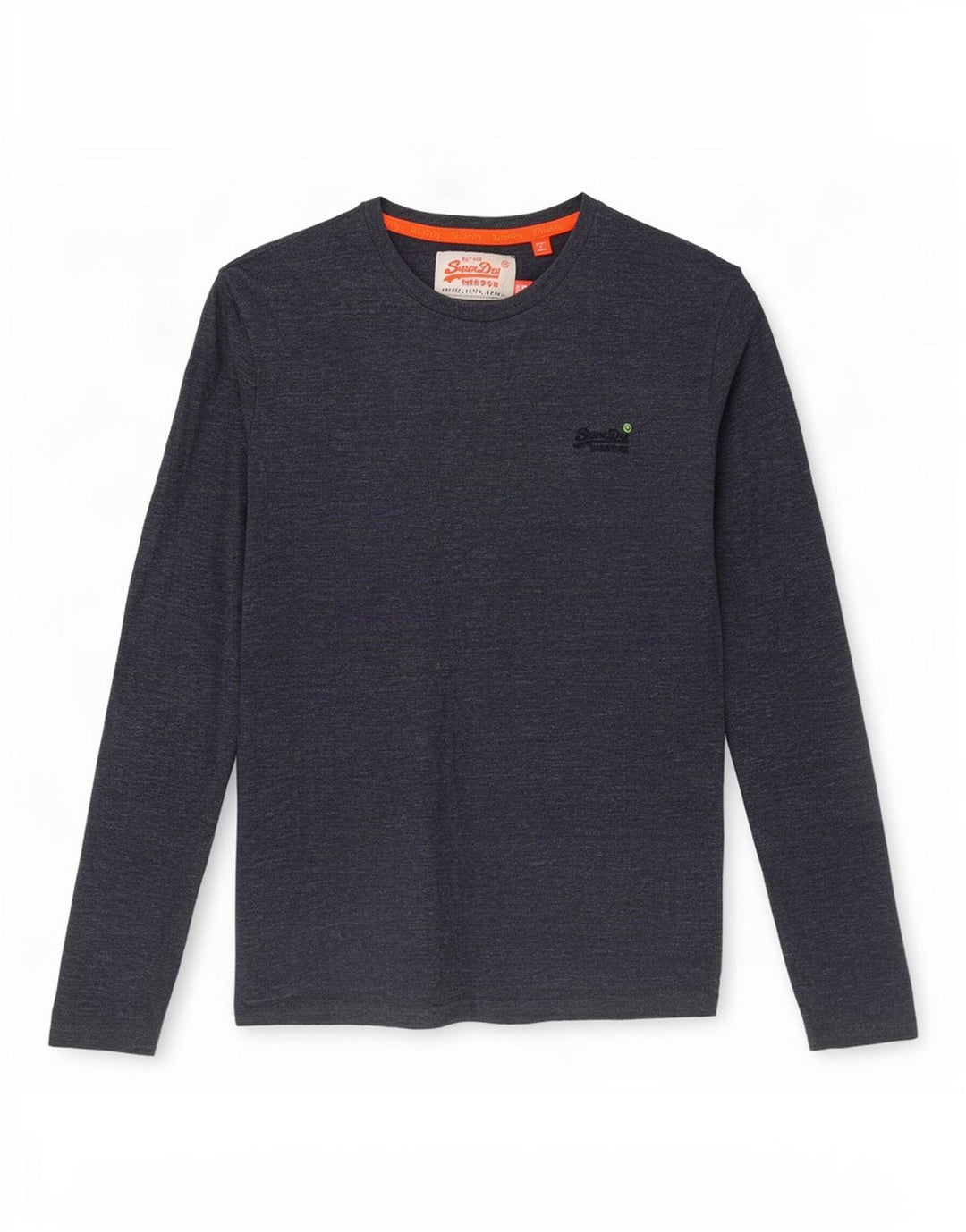 Superdry Mens Top Long Sleeve Small Navy Blue Flecked Cotton