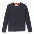 Superdry Mens Top Long Sleeve Small Navy Blue Flecked Cotton
