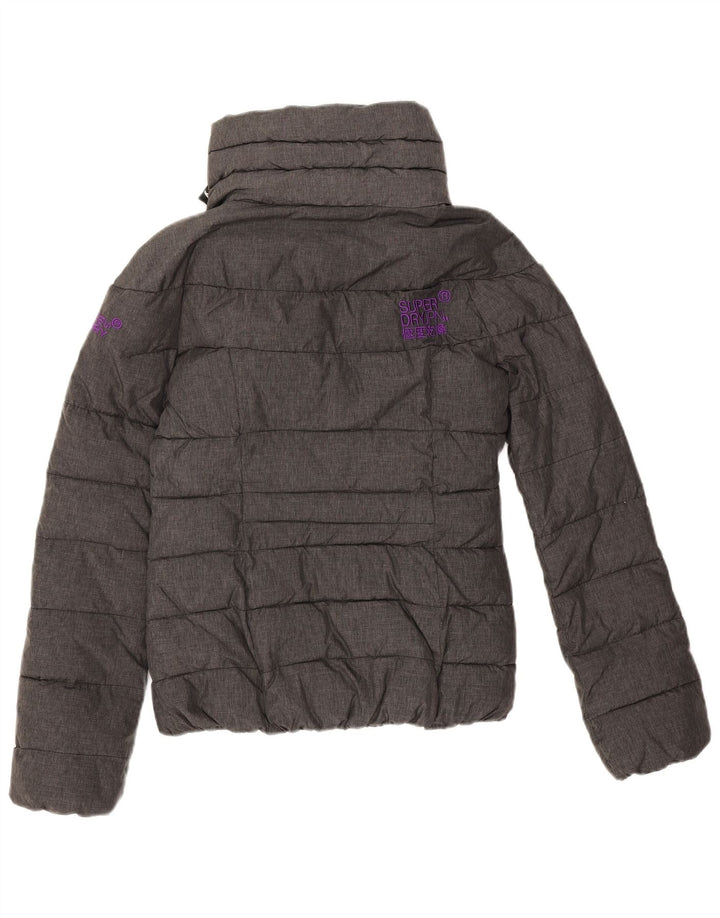 Superdry Womens Graphic Padded Jacket UK 6 XS Grey Polyester