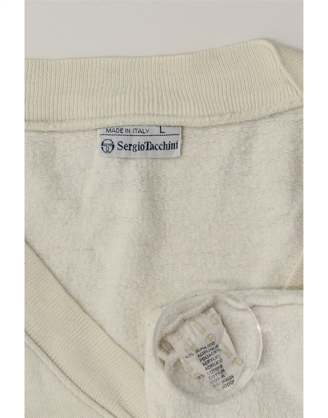 Sergio Tacchini Mens Sleeveless Sweatshirt Jumper Large White Colourblock