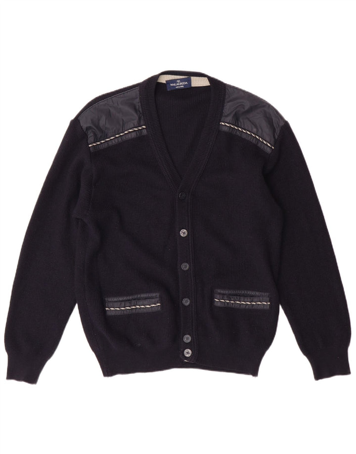 Malagrida Womens Cardigan Sweater UK 14 Medium Navy Blue Wool