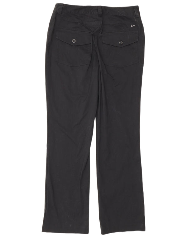 Nike Womens Straight Casual Trousers UK 10 Small W32 L30 Black Cotton