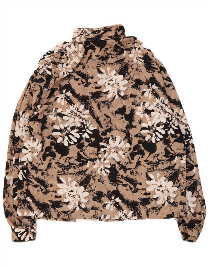 Charles Vogele Womens Shirt Blouse EU 42 Large Beige Floral Polyester