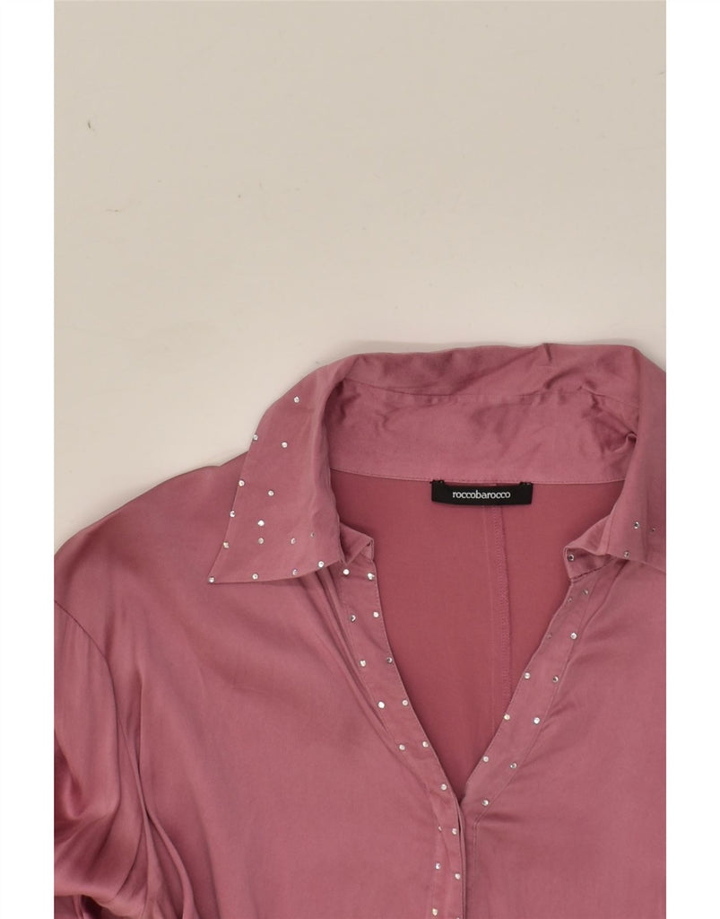 ROCCOBAROCCO Womens Graphic Shirt Blouse US 14 XL Pink Silk | Vintage Roccobarocco | Thrift | Second-Hand Roccobarocco | Used Clothing | Messina Hembry 