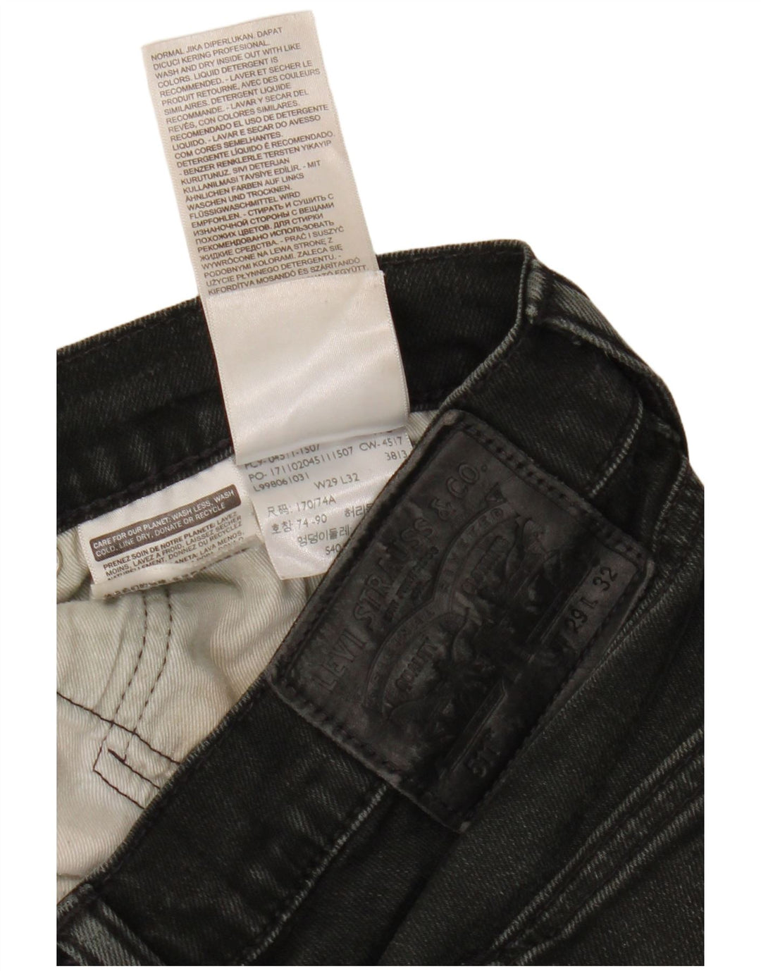 LEVI'S Womens 511 Slim Jeans W29 L32 Black Cotton