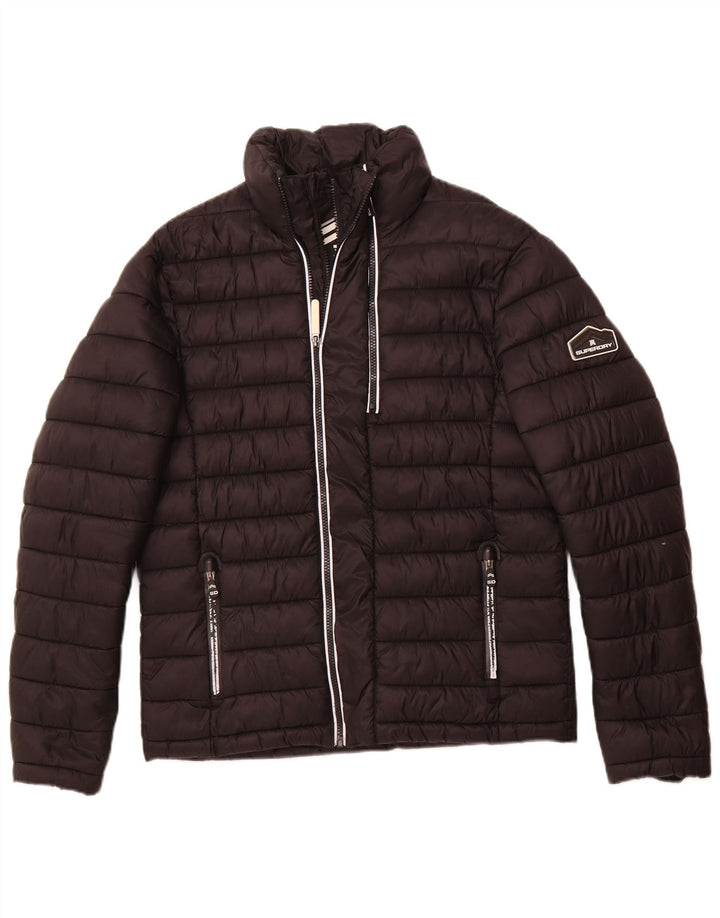 Superdry Mens Padded Jacket UK 38 Medium Black Nylon