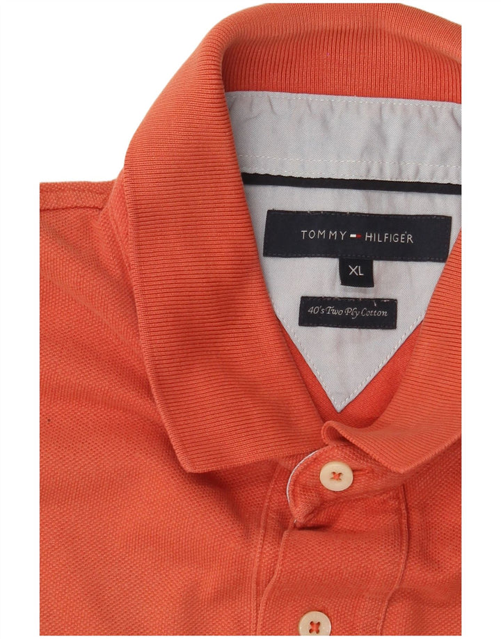 TOMMY HILFIGER Mens Polo Shirt XL Orange Cotton