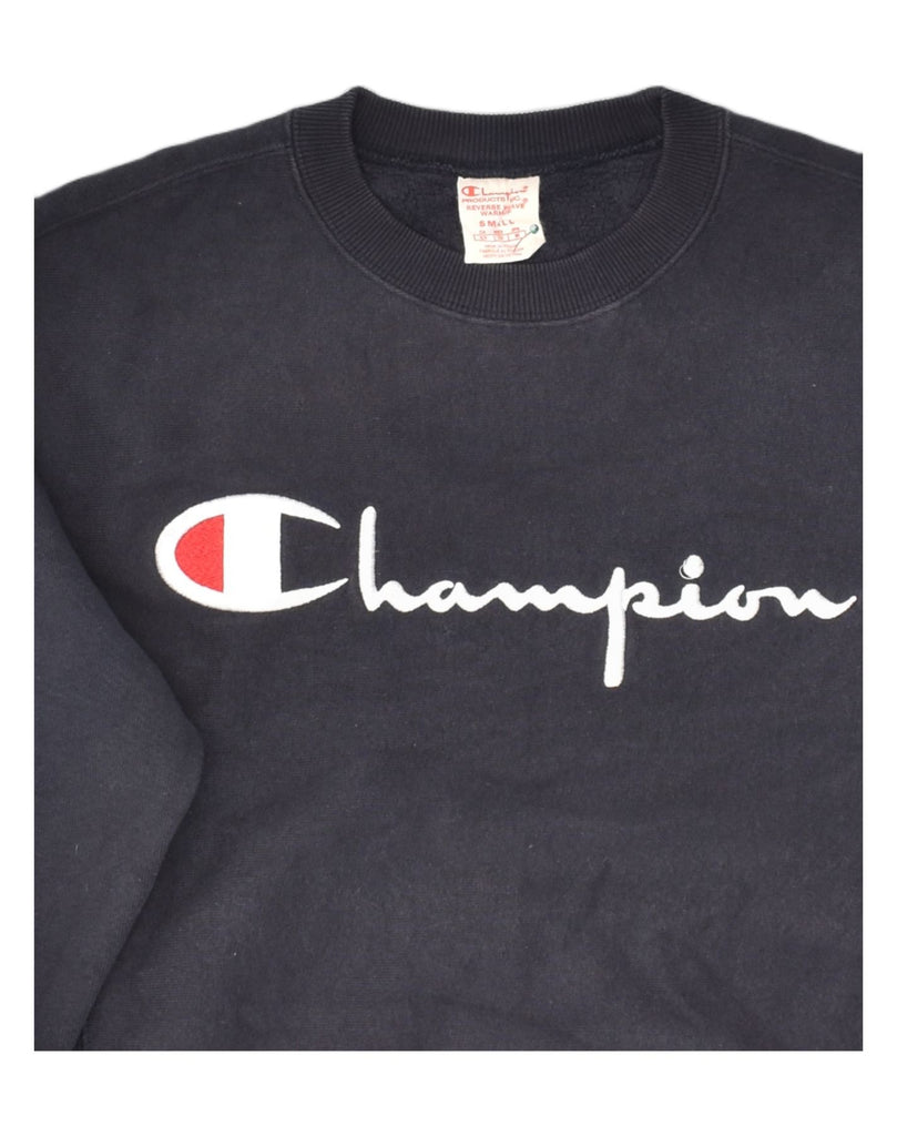 CHAMPION Mens Sweatshirt Jumper Small Navy Blue Cotton | Vintage Champion | Thrift | Second-Hand Champion | Used Clothing | Messina Hembry 