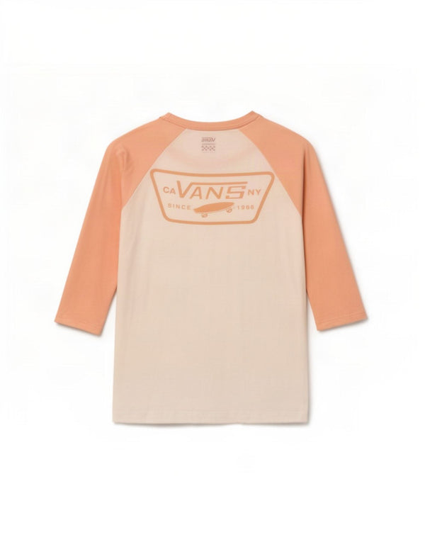 Vans Womens Graphic Top 3/4 Sleeve UK 6 XS White Colourblock