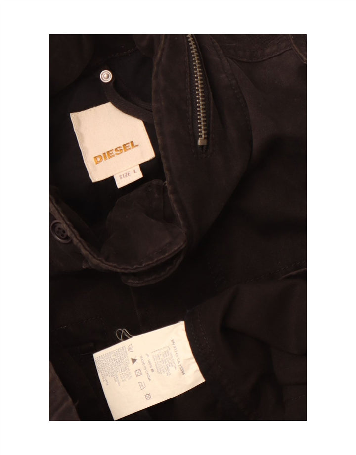 Diesel Mens Military Jacket UK 40 Large Black Cotton