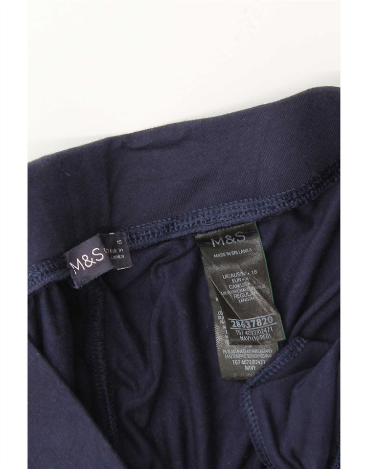 Marks & Spencer Womens Tracksuit Trousers UK 16 Large Navy Blue Viscose