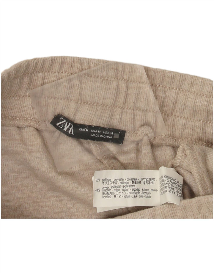 Zara Womens Wide Leg Tracksuit Trousers UK 12 Medium Beige Polyester