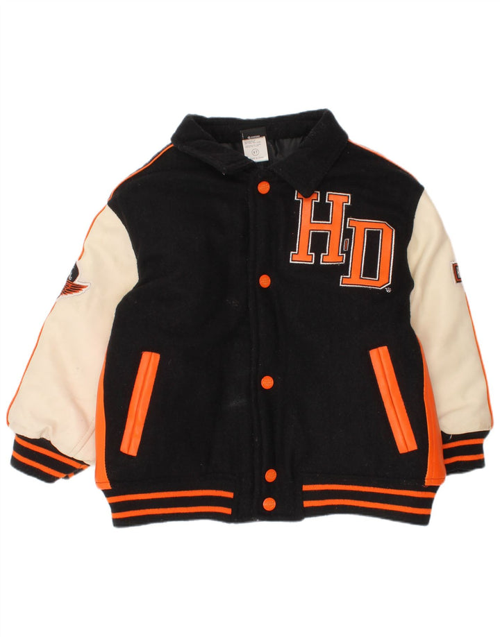 Harley Davidson Boys Graphic Varsity Jacket 3-4 Years Navy Blue Colourblock