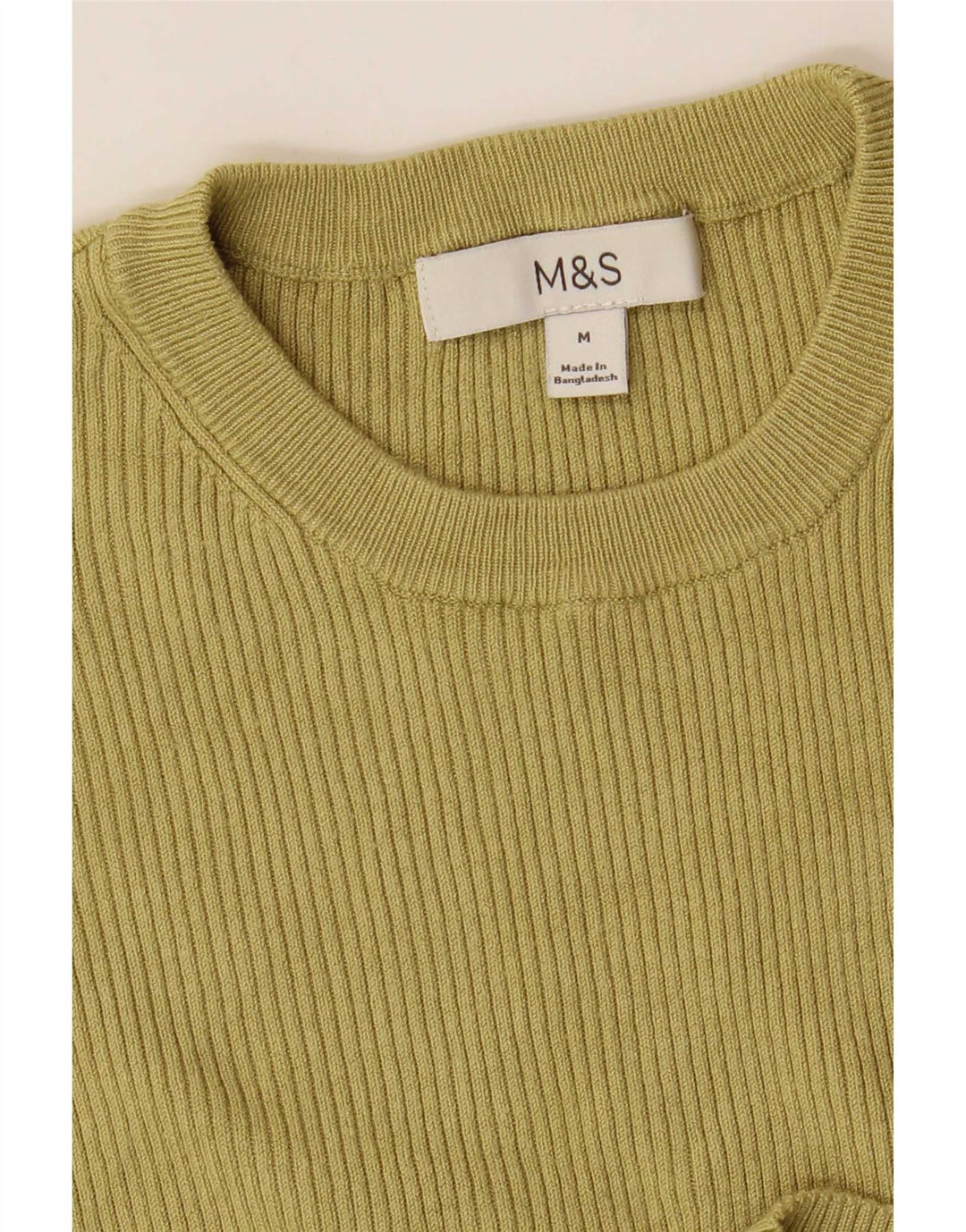 Marks & Spencer Womens Top 3/4 Sleeve UK 12 Medium Khaki