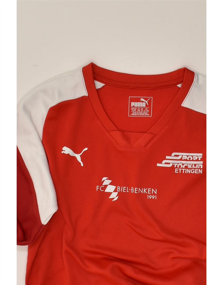 PUMA Boys Top Long Sleeve 11-12 Years Red Polyester Sports | Vintage Puma | Thrift | Second-Hand Puma | Used Clothing | Messina Hembry 