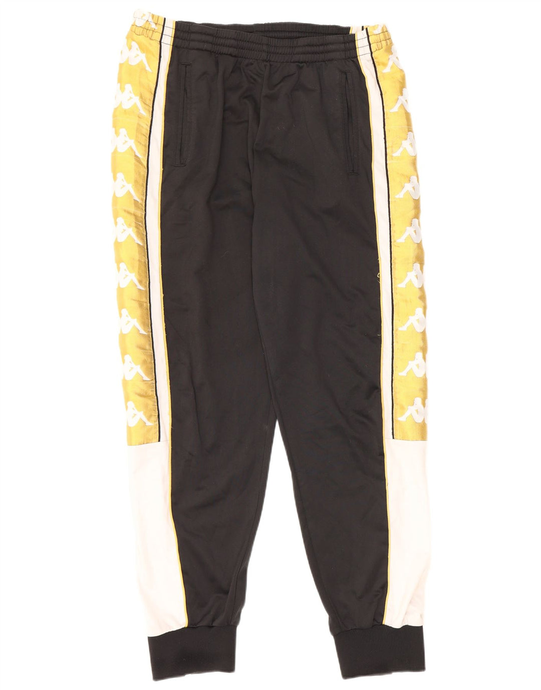 KAPPA Mens Graphic Tracksuit Trousers Joggers Large  Black Colourblock
