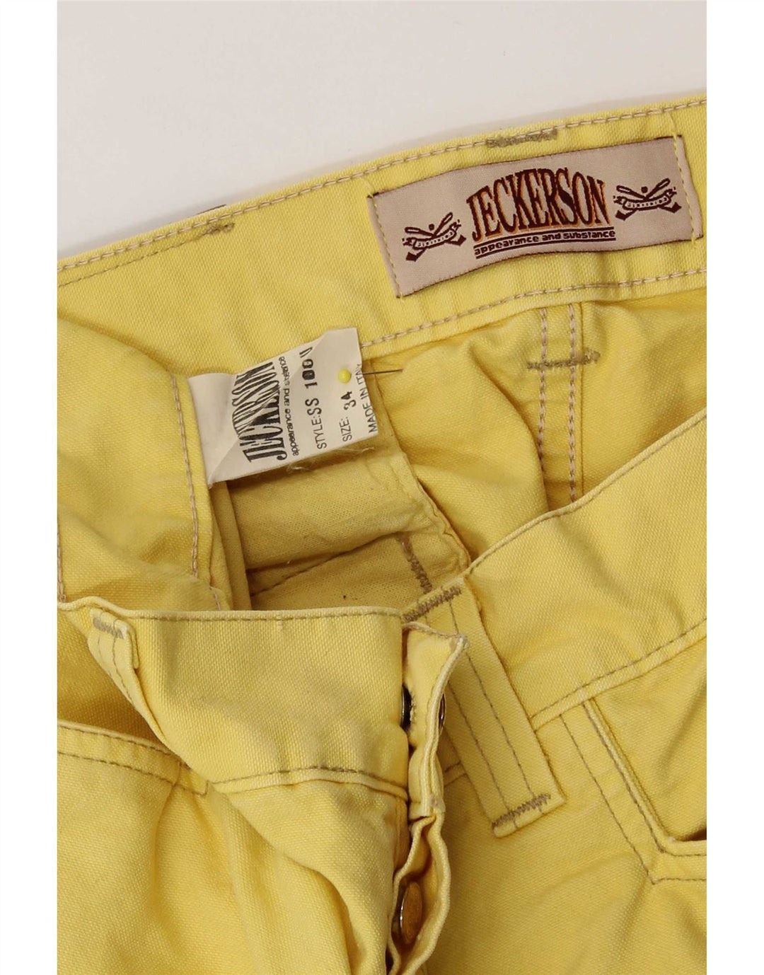 Jeckerson Mens Bermuda Shorts W34 Large Yellow Cotton