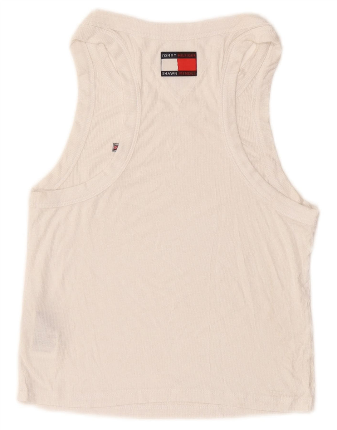 Tommy Hilfiger Womens Crop Vest Top UK 12 Medium White Modal