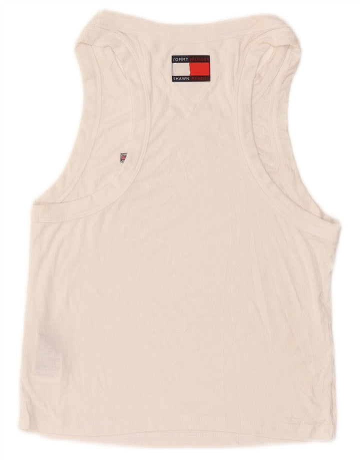 Tommy Hilfiger Womens Crop Vest Top UK 12 Medium White Modal