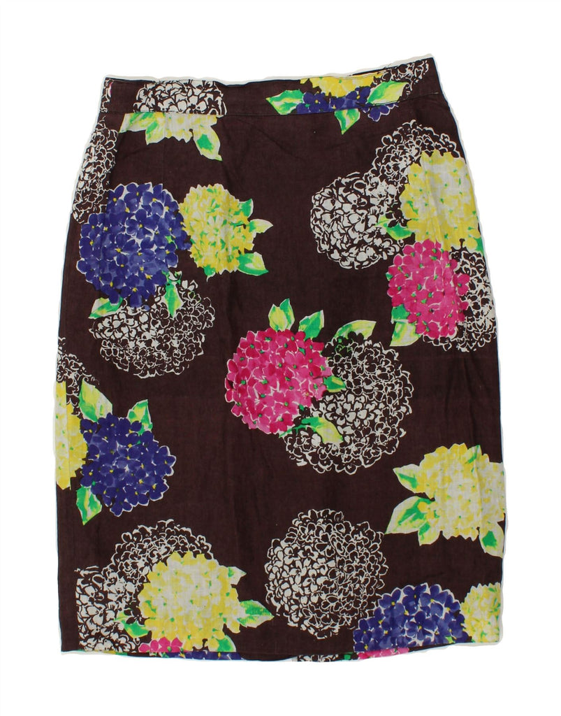 MAX MARA Womens Midi Skirt IT 44 Medium W30  Brown Floral Linen Vintage Max Mara and Second-Hand Max Mara from Messina Hembry 