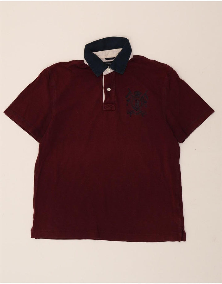 TOMMY HILFIGER Mens Polo Shirt Medium Burgundy Cotton Vintage Tommy Hilfiger and Second-Hand Tommy Hilfiger from Messina Hembry 