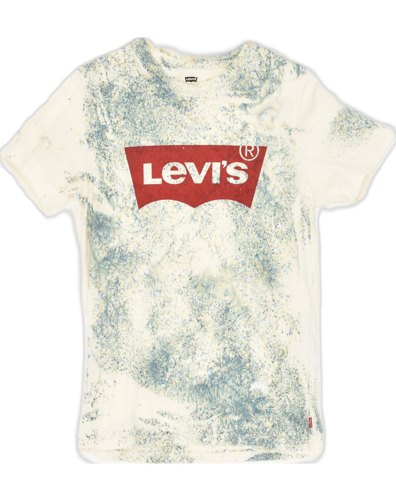 LEVI'S Womens Graphic T-Shirt Top UK 4 XS White Tie Dye Cotton | Vintage Levi's | Thrift | Second-Hand Levi's | Used Clothing | Messina Hembry 