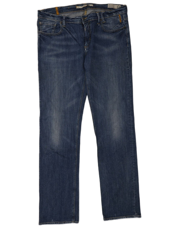 Meltin' Pot Mens Marvin Slim Jeans W36 L34 Blue Cotton