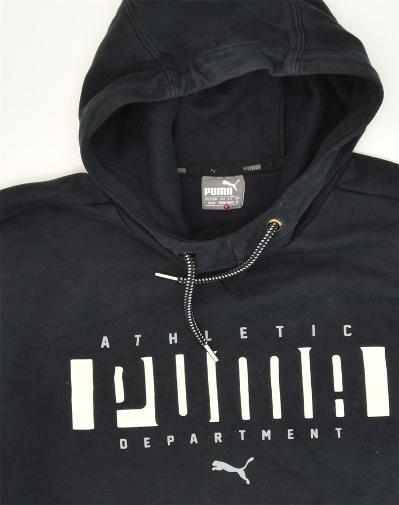 PUMA Mens Graphic Hoodie Jumper Medium Black Cotton | Vintage Puma | Thrift | Second-Hand Puma | Used Clothing | Messina Hembry 