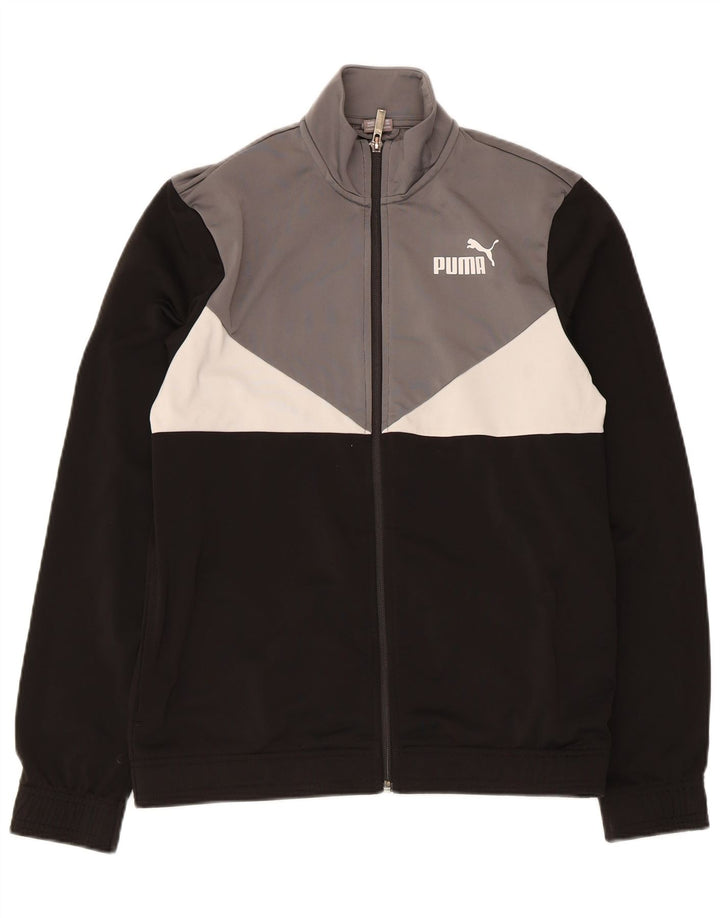Puma Boys Tracksuit Top Jacket 15-16 Years Black Colourblock Polyester