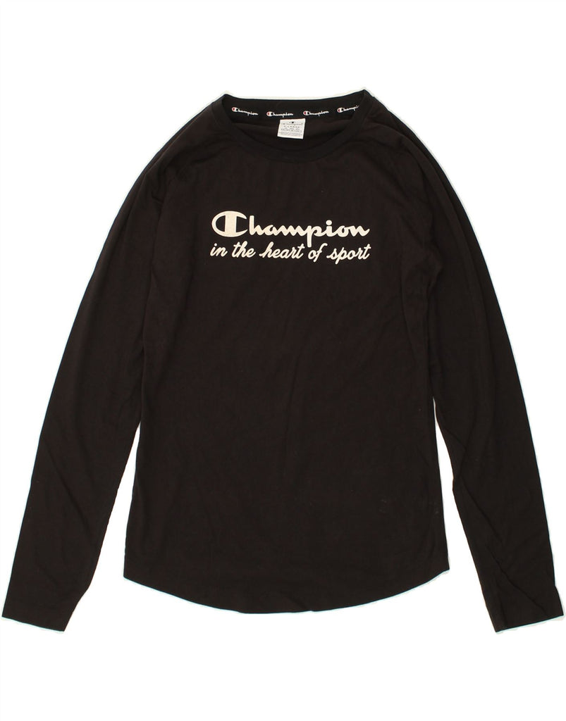 CHAMPION Womens Graphic Top Long Sleeve UK 18 XL Black | Vintage Champion | Thrift | Second-Hand Champion | Used Clothing | Messina Hembry 