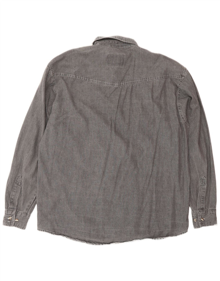 Vintage Mens Denim Shirt Medium Grey
