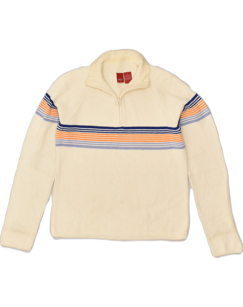 MOSSIMO Boys Zip Neck Jumper Sweater 14-15 Years XL Off White Cotton | Vintage Mossimo | Thrift | Second-Hand Mossimo | Used Clothing | Messina Hembry 