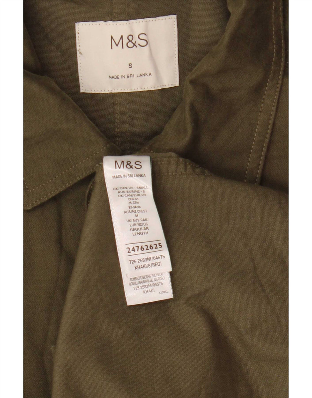 Marks & Spencer Mens Overshirt Shirt Small Khaki Cotton