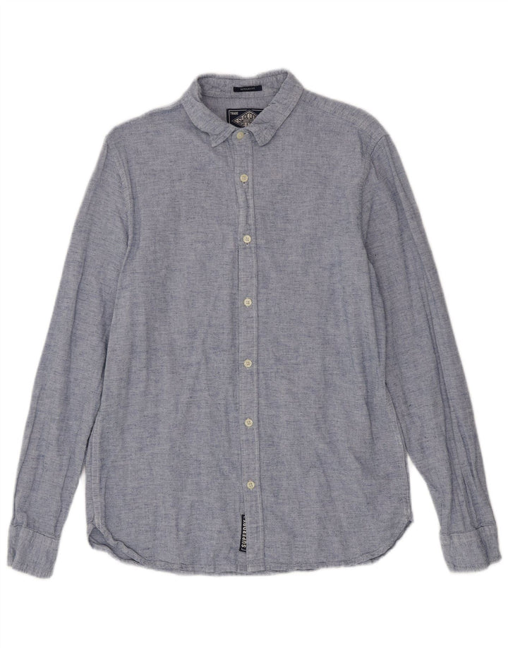 Superdry Mens Regular Fit Shirt Large Blue Cotton