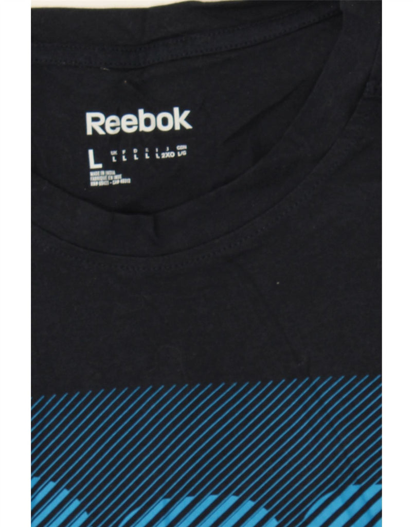 REEBOK Mens Graphic T-Shirt Top Large Navy Blue Cotton Vintage Reebok and Second-Hand Reebok from Messina Hembry 