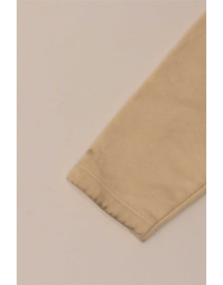 Zara Womens Crop Top Long Sleeve UK 10 Small Beige Cotton