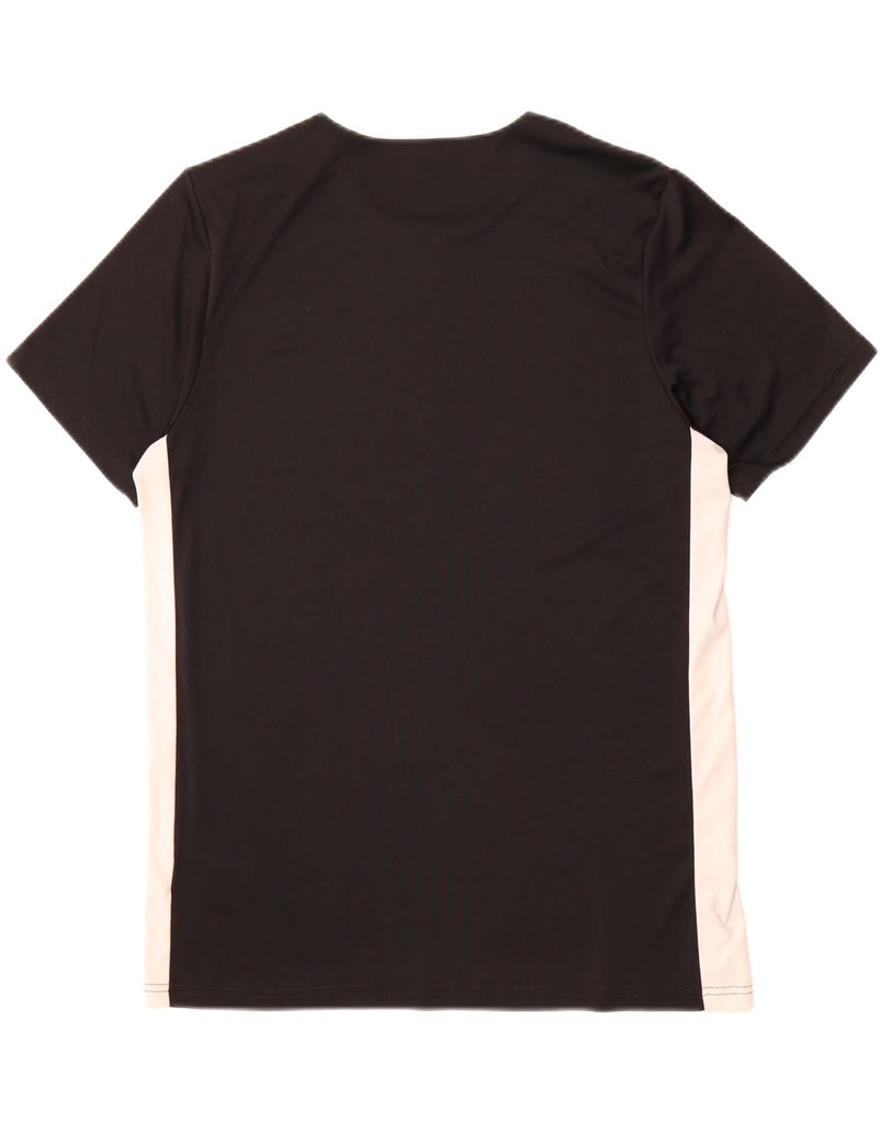 ADIDAS Mens Climalite Graphic T-Shirt Top Large Black Colourblock Vintage Adidas and Second-Hand Adidas from Messina Hembry 