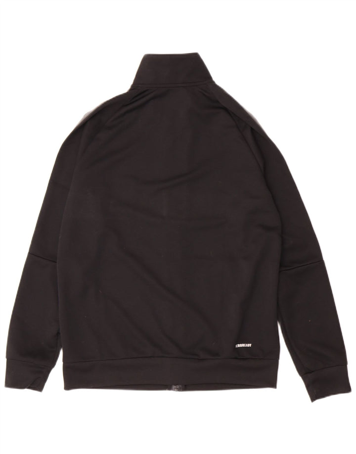 ADIDAS Boys Tracksuit Top Jacket 13-14 Years Black Striped Polyester