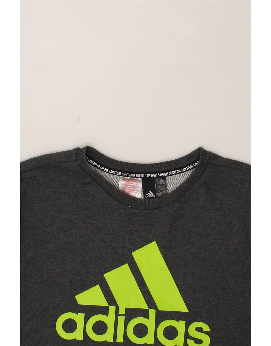 ADIDAS Boys Graphic Sweatshirt Jumper 15-16 Years Grey Cotton Vintage Adidas and Second-Hand Adidas from Messina Hembry 