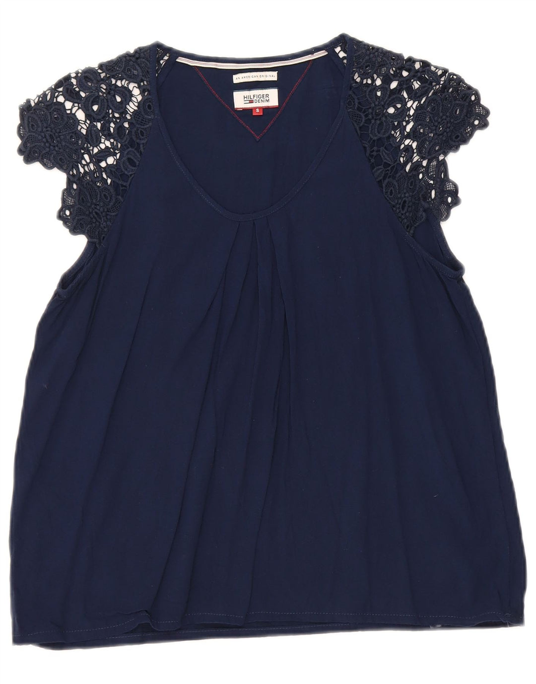 Tommy Hilfiger Womens Blouse Top UK 10 Small Navy Blue Viscose