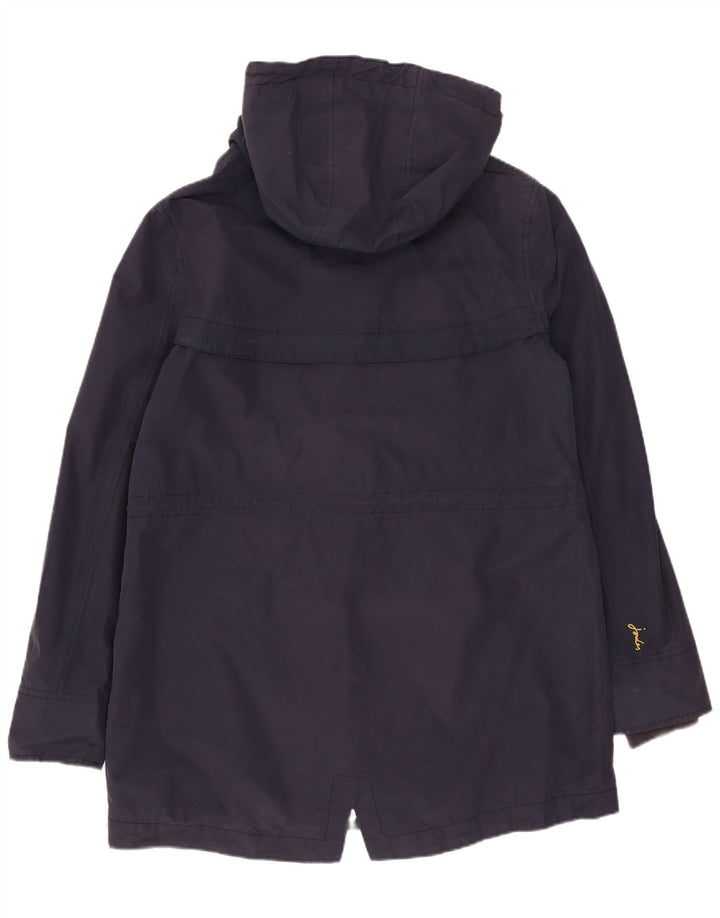 Joules Womens Hooded Oversized Rain Jacket UK 8 Small Navy Blue Cotton