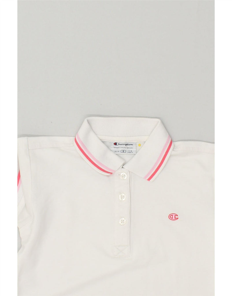 CHAMPION Girls Polo Shirt 7-8 Years Small White Cotton | Vintage Champion | Thrift | Second-Hand Champion | Used Clothing | Messina Hembry 
