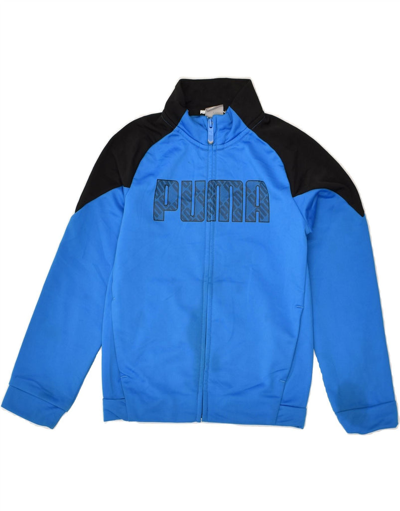 PUMA Boys Graphic Tracksuit Top Jacket 7-8 Years XS  Blue Polyester | Vintage Puma | Thrift | Second-Hand Puma | Used Clothing | Messina Hembry 