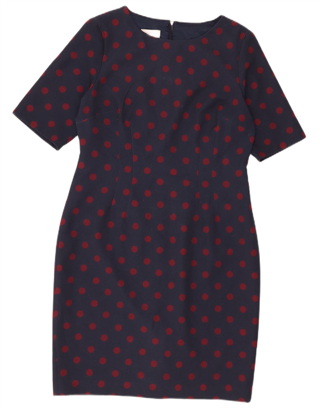 Hobbs Womens Sheath Dress UK 14 Medium Navy Blue Spotted Polyester