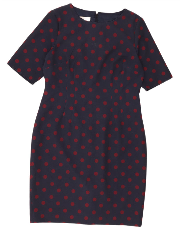 Hobbs Womens Sheath Dress UK 14 Medium Navy Blue Spotted Polyester