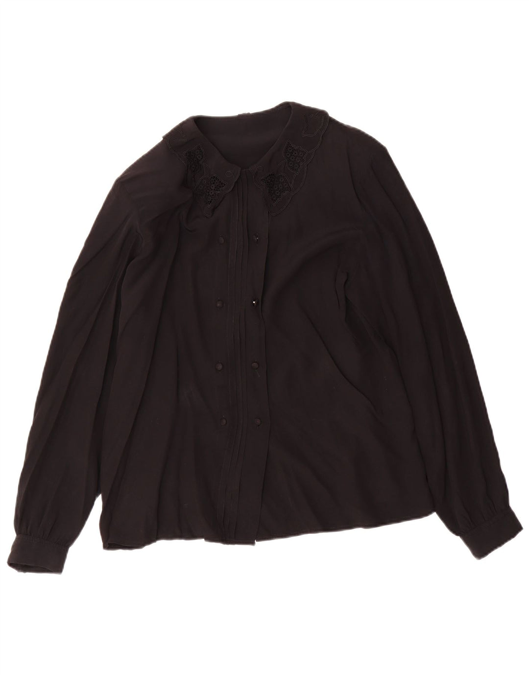 Vintage Womens Shirt Blouse UK 12 Medium Black Acetate