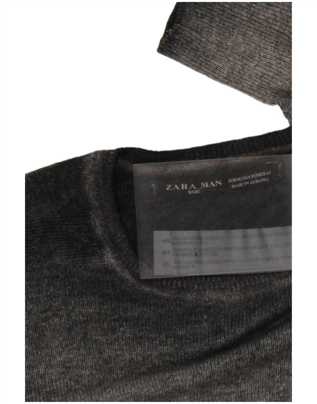 ZARA Mens Crew Neck Jumper Sweater Medium Grey Flecked Viscose